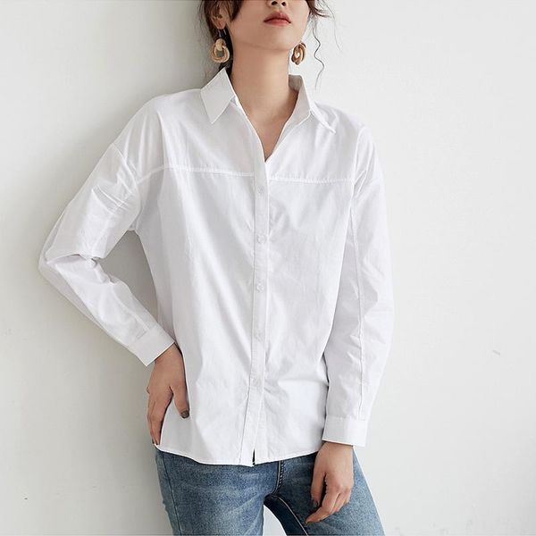 

women's blouses & shirts basis vintage blouse women white lady long sleeves blusas female loose casual cotton long-sleeved shirt 882c