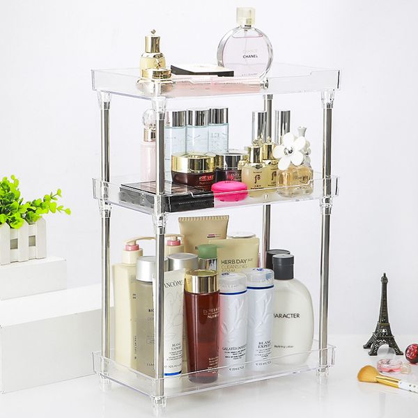 

transparent cosmetics storage rack bathroom wash table bathroom wash table household vanity table shelves cosmetics double-deck