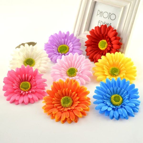 

10uds margarita gerbera rayon flower head home wedding diy decoration material wreath festival simulation