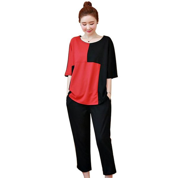 

women's tracksuits 2021 large-size short sleeve cropped trousers fashion leisure suit loose and slim sports two-piece for summer, Gray