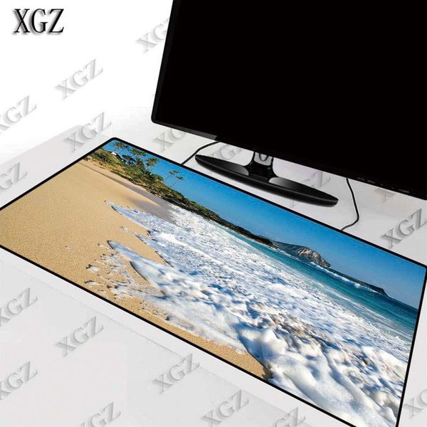 

mouse pads & wrist rests xgz sea wave landscape large gaming pad gamer computer anti-slip natural rubber locking edge mat xl xxl