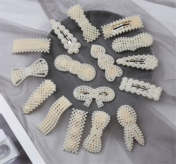 

fashion pearl headpieces clip snap button hair pins sweet pearl hairpin clips jewelry lady barrette stick, Silver