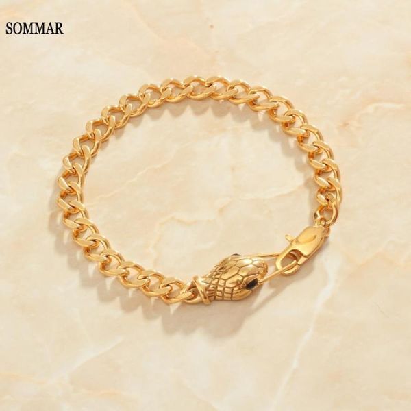 

link, chain sommar floating charms gold filled bracelets & bangles green eyes snake head bracelet bracelete wedding jewelry, Black
