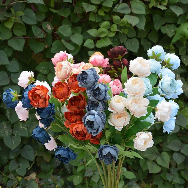 

decorative flowers & wreaths 7 heads artificial peony flower rose silk fake home living room garden party wedding decoration accessories