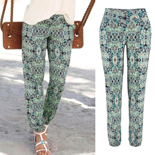 

women's leggings vintage printed pants autumn trousers 2021 casual elastic waist pantalon palazzo female drawstring long turnip, Black