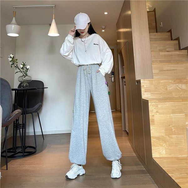 

women's pants & capris autumn year sports female korean style loose, Black;white