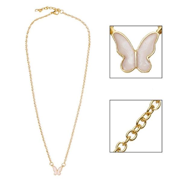 

chains fashion cute butterfly pendant necklace for women chain on the neck accessories aesthetic clothing jewelry gift wholesale, Silver