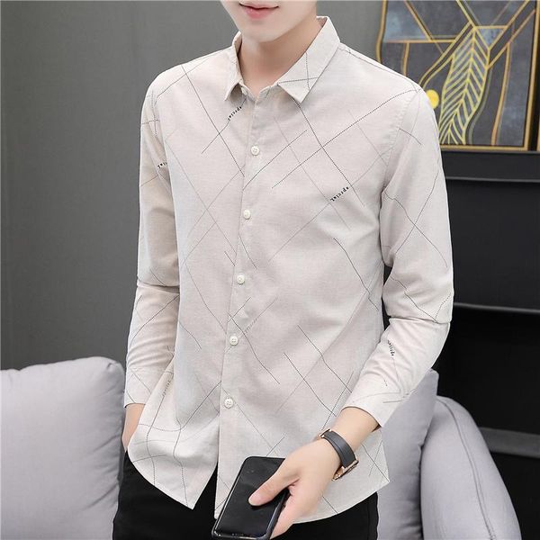 

men's casual shirts style for autumn and winter long sleeve shirt korean version fashion slim young wild leisure dp handsome male inch, White;black