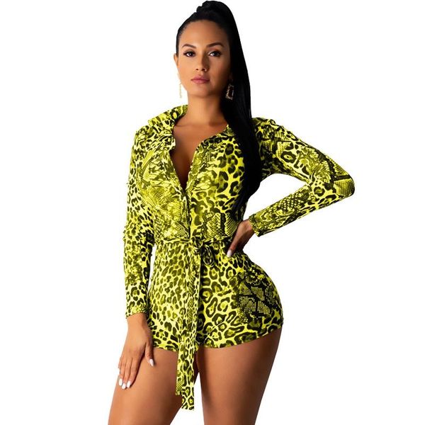 

2021 autumn jumpsuit women short jumpsuit rompers leopard print bodycon playsuit long sleeve casual rompers womens, Black;white