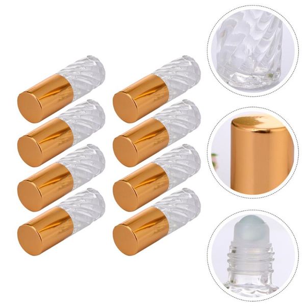 

storage bottles & jars 8pcs 5ml glass roller bottle empty perfume essential oil test vials