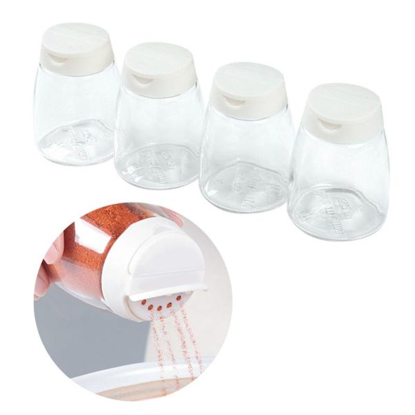 

storage bottles & jars 4 pcs double lid seasoning box barbecue jar condiment pepper glass outdoor cruet