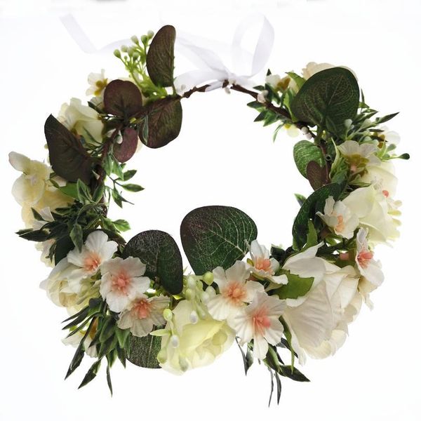 

wholesale rose flowers crown festival headband women hair accessories headdress bridesmaid girl floral garland wedding qyljlt