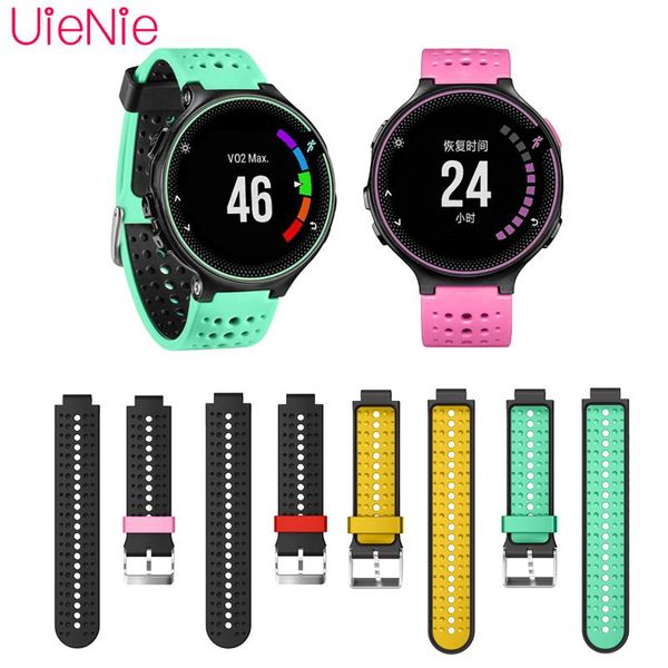 

watch bands for garmin forerunner series dual color silicone strap 220/230/235/620/630 soft replacement, Black;brown