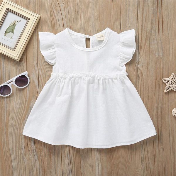 

fashion kids girls sleeveless solid color stylish children baby girls clothing white red casual dresses, Red;yellow