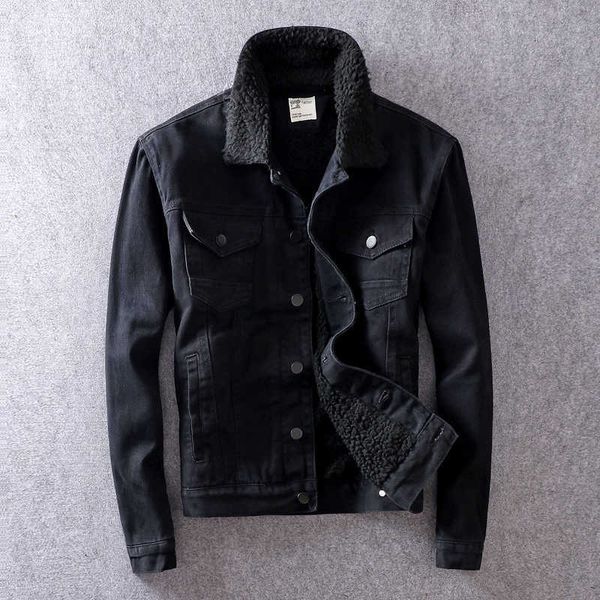 

men's jackets ly designer fashion winter black thick veet classical warm denim men chaqueta 2092 963c, Black;brown