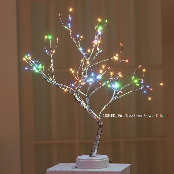 

led tree lamp usb fire tree silver flower light with touch switch for home indoor wedding party bar christmas decoration