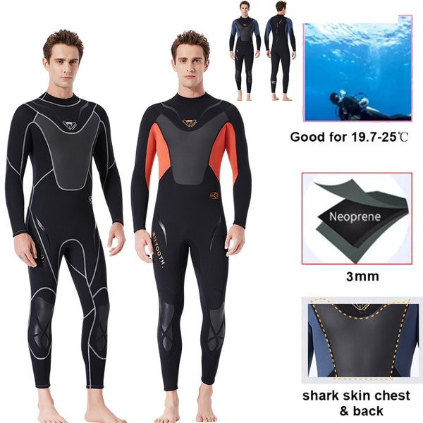 

men wetsuit 3mm neoprene thick keep warm diving suit adults one-piece stretchy dry suit for surfing snorkeling deep water swimwear