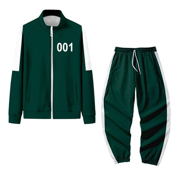 

squid game cosplay suit jacket men same sportswear plus size 456/067/001 national tide autumn sweater juego del calamar disfraz, Black