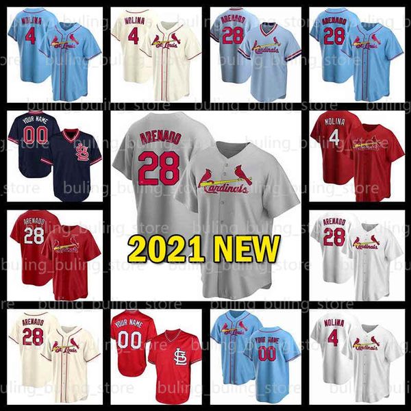 

gray 2021 st custom louis baseball jersey 28 nolan arenado paul goldschmidt 4 yadier molina matt carpenter ozzie smith 48 harrison bader, Blue;black
