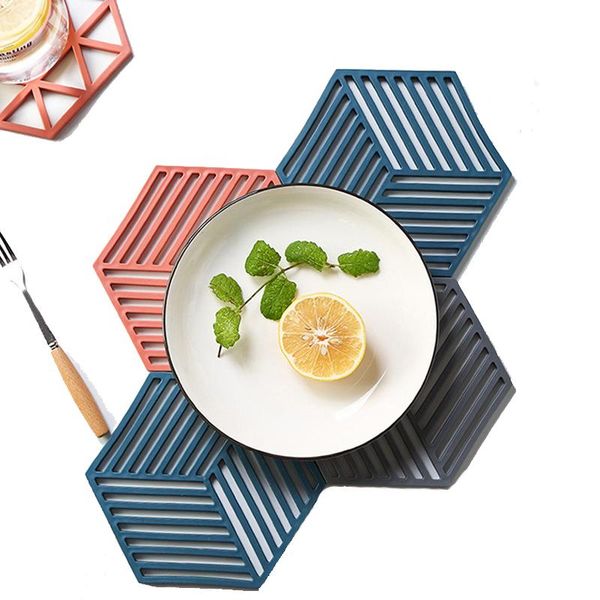 

storage bottles & jars 1pc silicone tableware insulation mat cup hexagon mats pad heat-insulated bowl placemat home decor deskgu