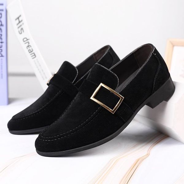 

dress shoes size 47 48 mens suede slip on for men formal business homme elegant casual shoe oxford masculino, Black