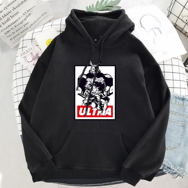 

men's hoodies & sweatshirts my hero academia cartoon character printed mens summer oversize hoodie anime picture casual round neck male, Black