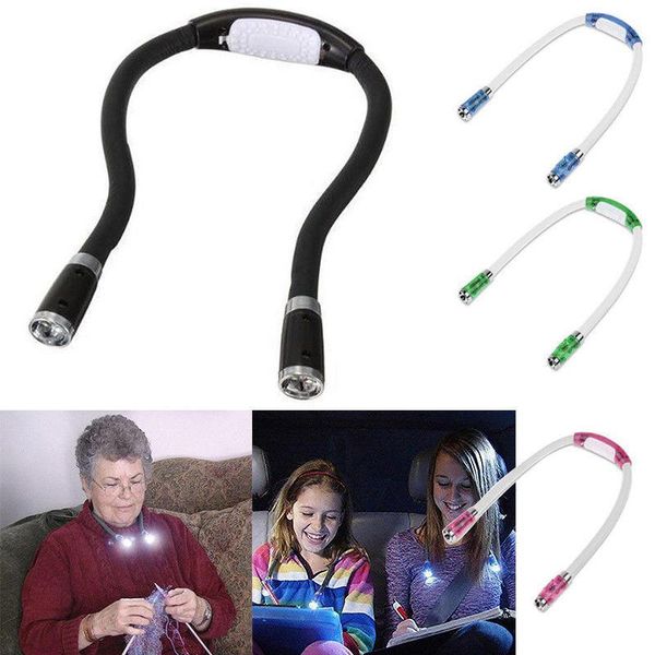 

creative convenient flexible handsled neck hug light book reading lamp novelty led night flash light camping new