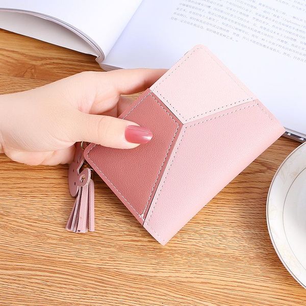 

wallets 2021 wallet short ladies zipper korean style tassel simple and versatile coin purse leather woman, Red;black
