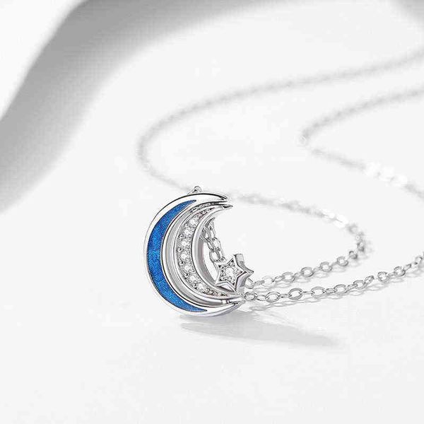 

meibapj star river necklace women's sterling silver moon pendant ins sweater chain variable shape jewelry