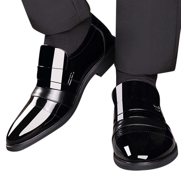 

dress shoes fashion men patent leather business men's single pointed shoe#, Black