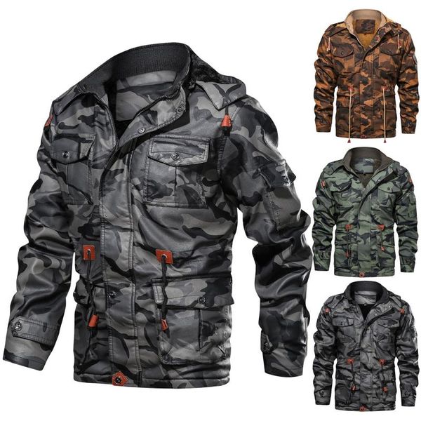

men's jackets fashion camouflage printed long sleeve windbreakers lightweight hooded outdoor raincoat shell jacket hiking travel coat#g, Black;brown