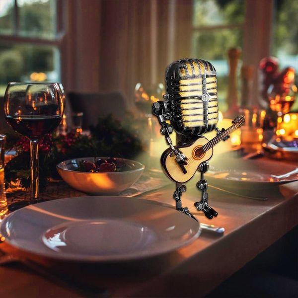 

night lights usb interface table lamp creative microphone robot shape bedroom bedside eye protection reading lighting decor for office study