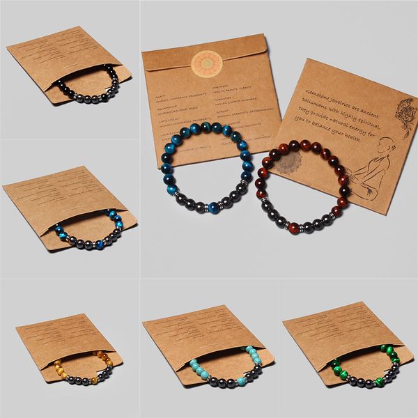 

men bracelet 8mm natural hematite tiger eye bead classic pack healing stone bracelets for couple new year gift pulsera de hombre, Black