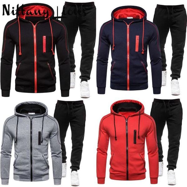 

Men's zipper sportswear set, Hoodie sweat, two-piece suit, autumn and winter casual wear, 2021, Gray