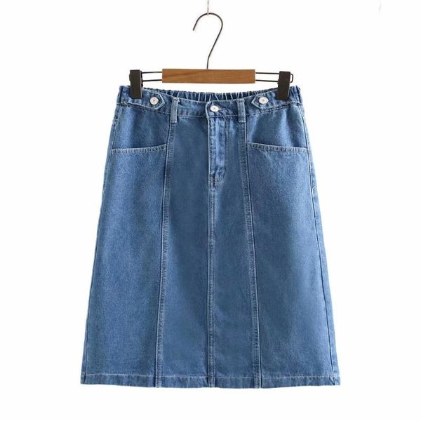 

plus size pants women's skirts suits 2021 fashion blue cowboy summer high wais skirt women middle length denim, Black