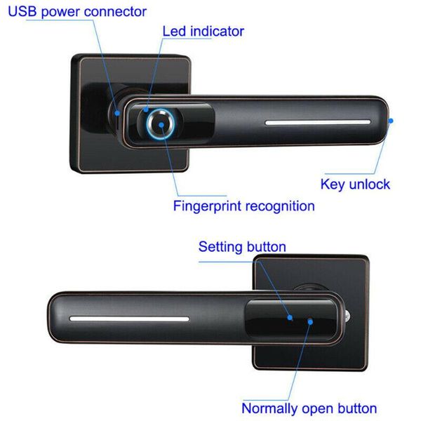 

durable door security anti theft smart electronic fingerprint lock stainless steel sensitive biometric with keys usb charging