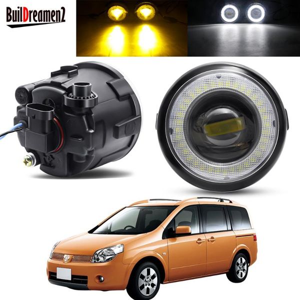 

other lighting system 2 x angel eye fog light assembly car front bumper led lens daytime running lamp drl 30w 3000lm 12v for lafesta