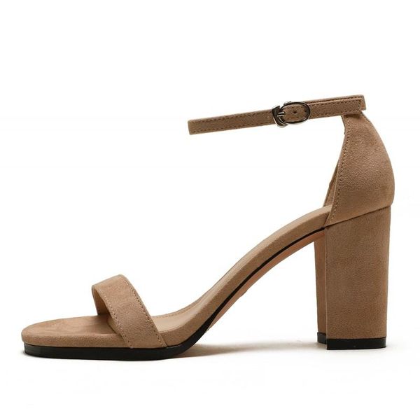 

sandals spring summer comfortable square high heel woman fashion solid literary style women's shoes m0085, Black