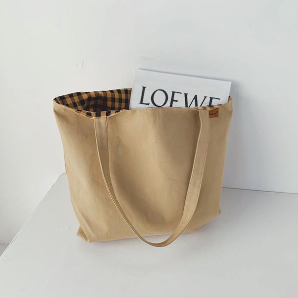 

cross body women's casual large canvas bag arts double-sided shoulder bags student simple school woman tote shopping