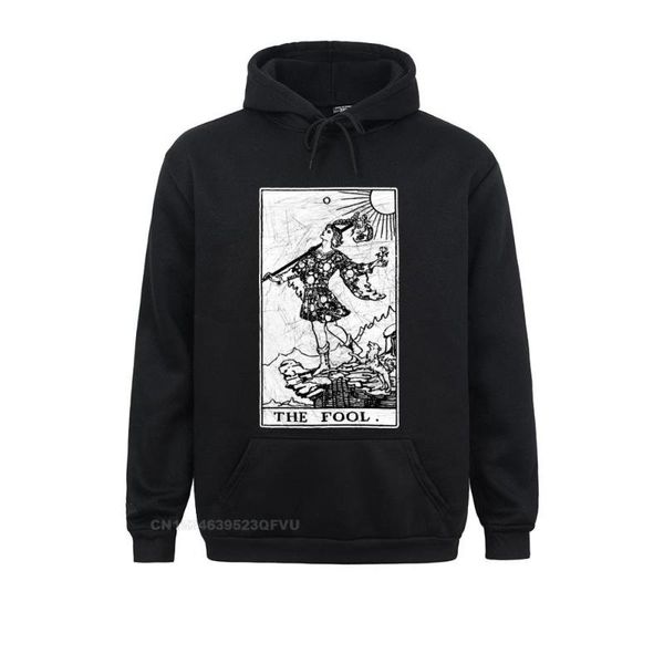 

men's hoodies & sweatshirts the fool tarot card major arcana tune telling occult pullover hoodie unique tees fitness cotton, Black