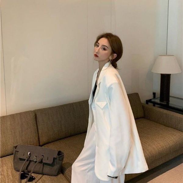 

women's suits & blazers blazer women fashion notched collar single breasted office lady coats korean chic long sleeve female a1582, White;black