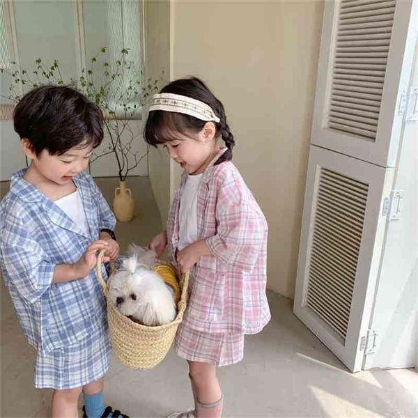 

arrival girls fashion plaid 2 peices suit coat+shorts clothes 210528, White