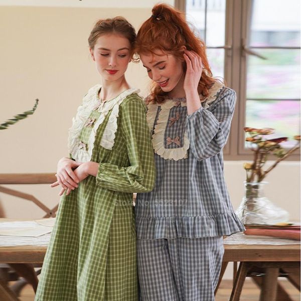 

renaissance court princess style women pajamas set full sleeve trousers suit jacquard bow tie lolita sleepwear nightgown, Black;red