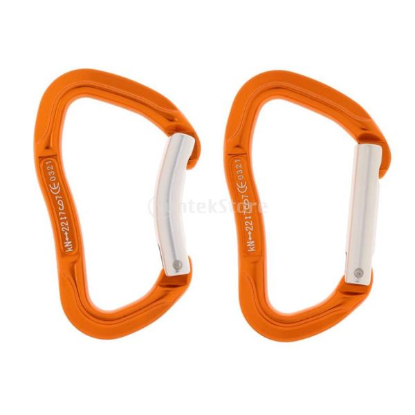 

cords, slings and webbing outdoor mountaineering climbing aluminium carabiner straight / bent gate keychain main lock 22kn or 2200kg orange