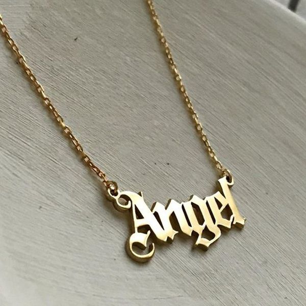 

5043351 english letter angel necklace creative simple clavicle chain, Silver