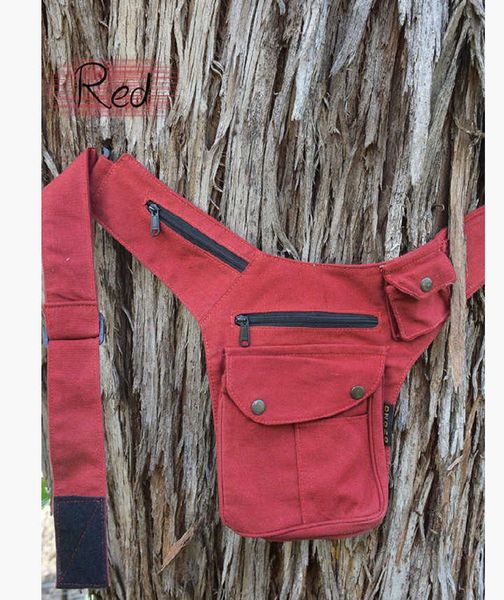 

medieval punk canvas belt satchel women's outdoor rivet velcro bag