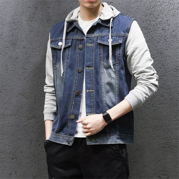 

mens jackets 2021 fashion new hooded casual stitching long-sleeved jacket men boutique trend quality solid color large size 5xl m15a, Black;brown