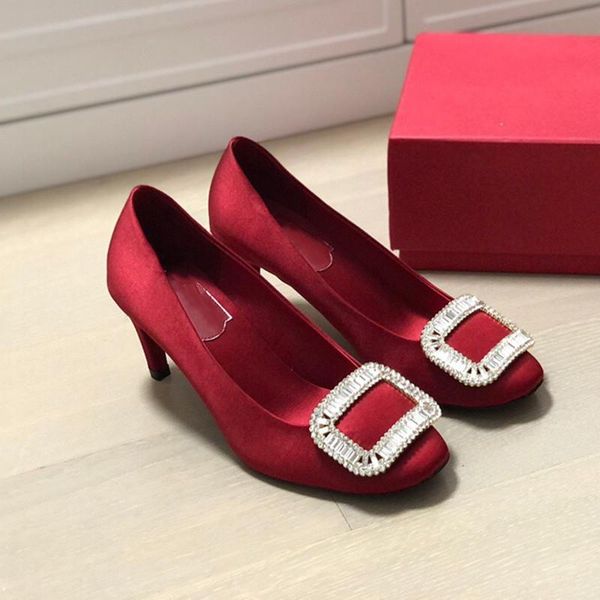 

dress shoes 2021 high heels female banana heel diamond square buckle pumps, Black