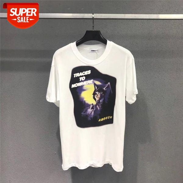 

ambush wolf foam printing t-shirt men 1:1 reflective t shirts summer style tees ambush t shirt #vb9w, White;black