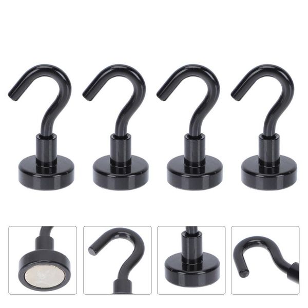 

hooks & rails 4pcs heavy duty magnetic hangers durable hanging (black)